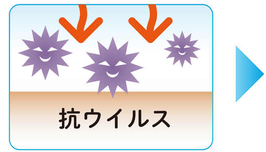 シートによる抗ウイルス効果のメカニズム>
                    <p class=